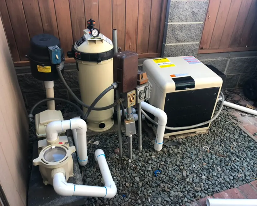 Pool equipment installed in yard